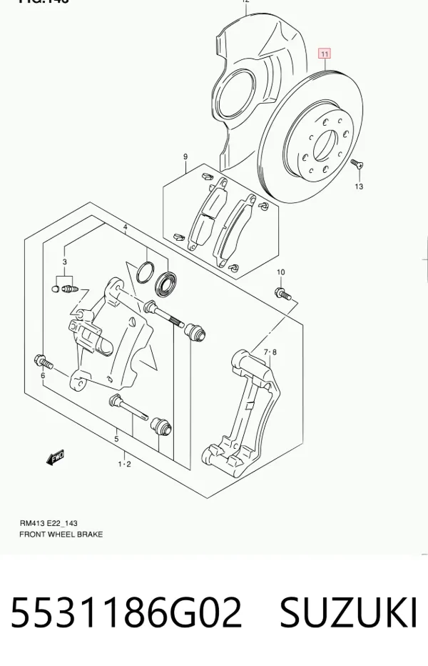 Disco de freno 5531186G02 Suzuki