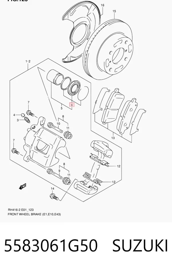 Kit de reparación de pinzas de freno 5583061G50 Suzuki