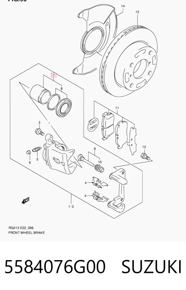 Kit de reparación de pinzas de freno 5584076G00 Suzuki