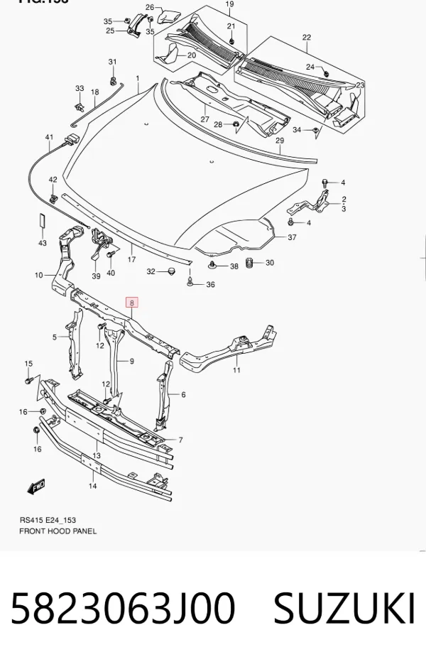 Soporte de radiador superior 5823063J00 Suzuki