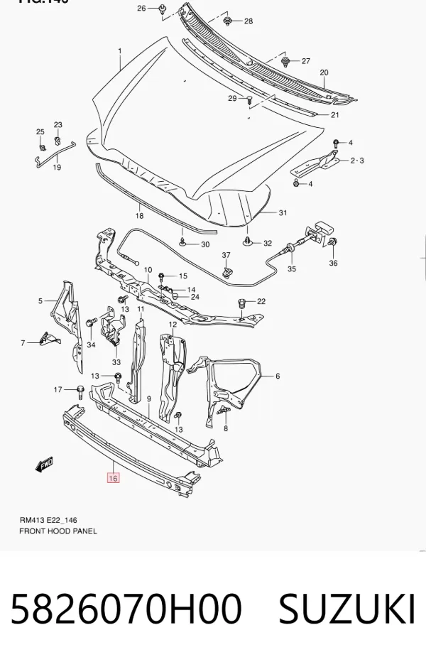 Refuerzo parachoque delantero Suzuki Ignis II