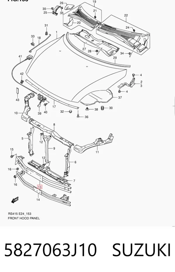 Refuerzo parachoque delantero 5827063J10 Suzuki