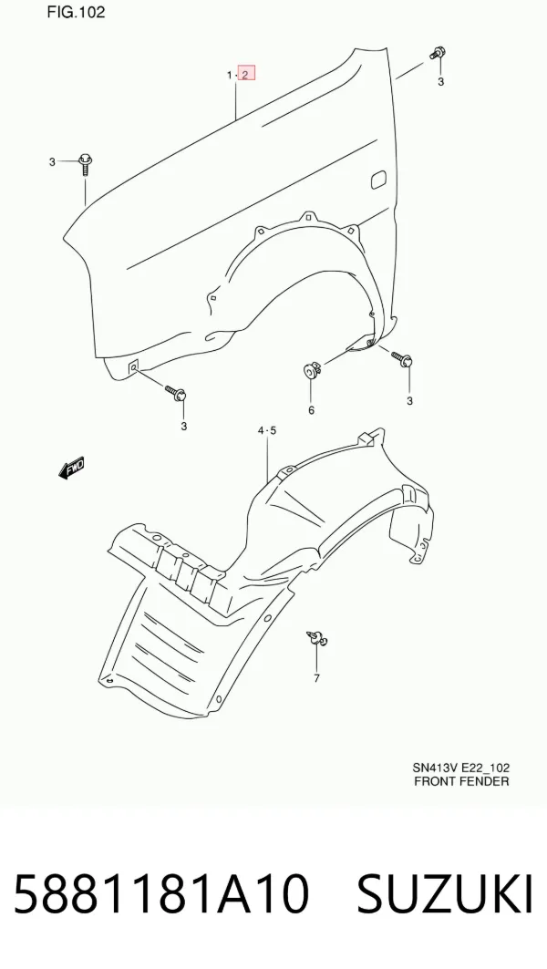 Aleta delantera izquierda Suzuki Jimny FJ