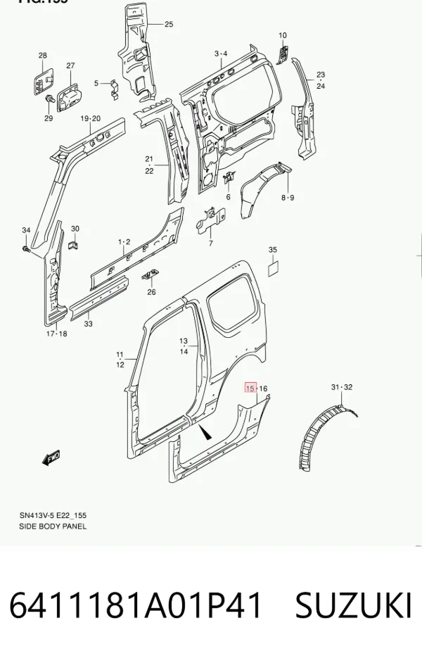 Umbral de puerta, derecha 6411181A01P41 Suzuki