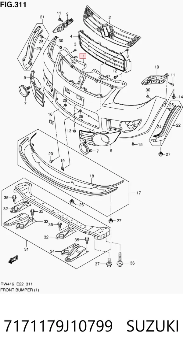 Paragolpes 7171179J10799 Suzuki