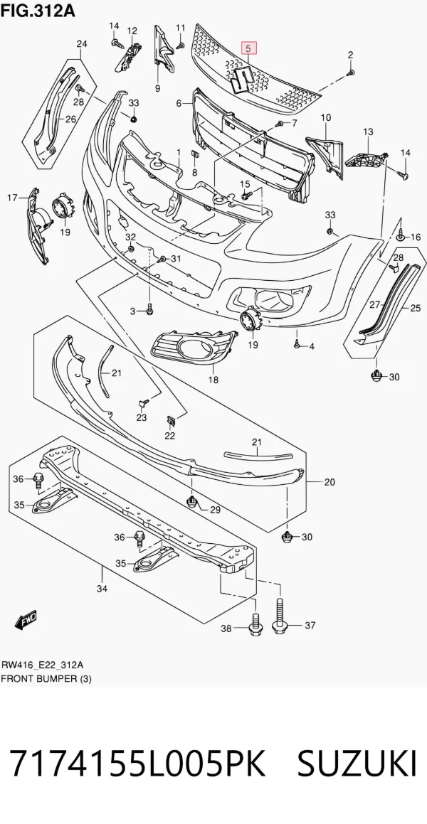 Parrilla 7174155L005PK Suzuki