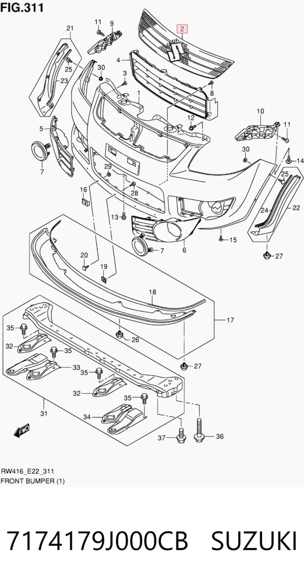 Parrilla 7174179J000CB Suzuki