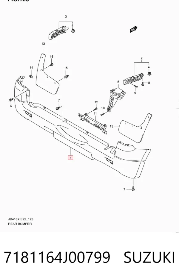 Parachoques trasero 7181164J00799 Suzuki