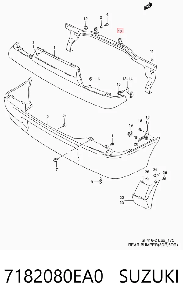 Refuerzo parachoques trasero 7182080EA0000 Subaru