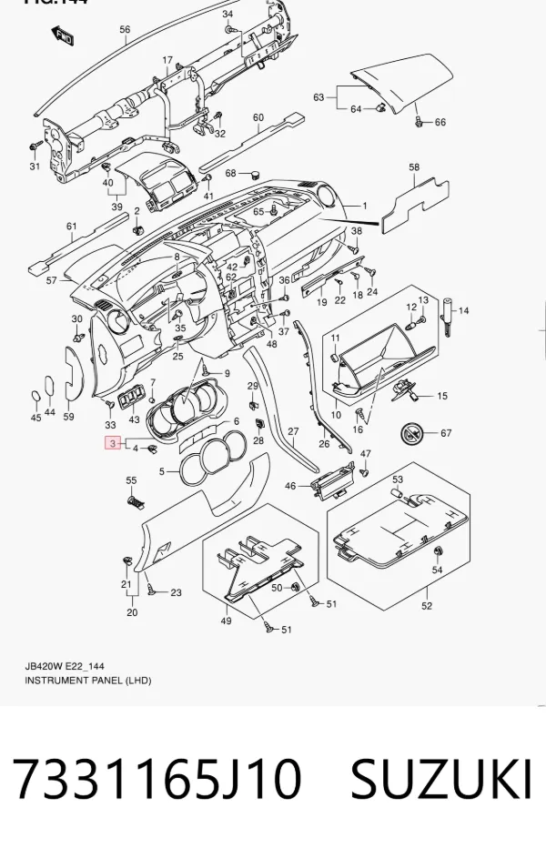 Moldura del tablero de instrumentos 7331165J10 Suzuki
