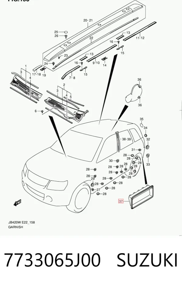 Rejilla de ventilación trasera del habitáculo 7733065J00 Suzuki