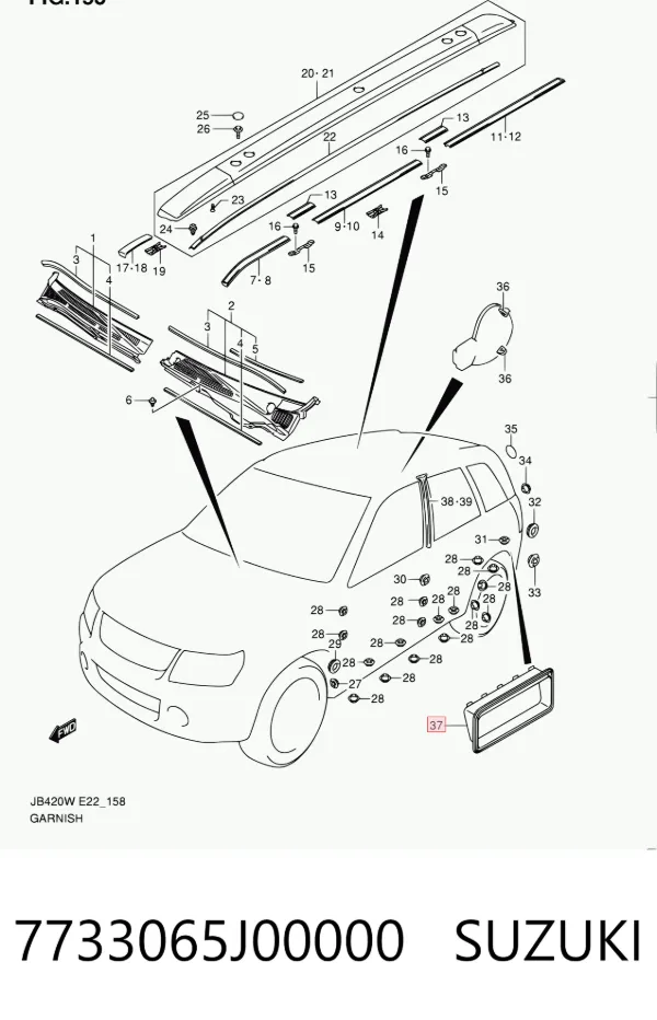 Rejilla de ventilación trasera del habitáculo 7733065J00000 Suzuki
