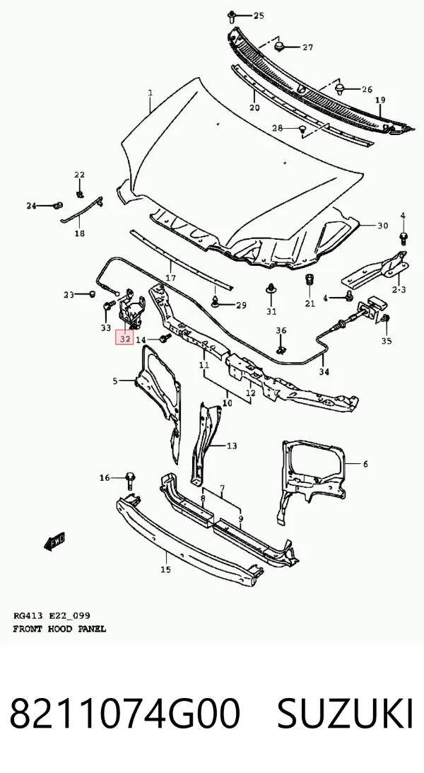 Cerradura de capó 8211074G00 Suzuki