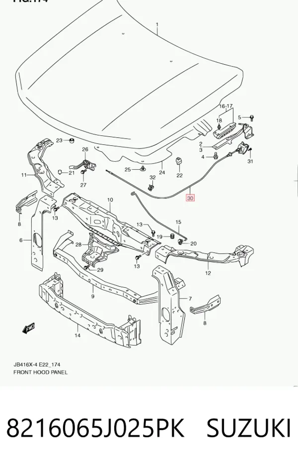 Cable de capó del motor Suzuki Grand Vitara JB