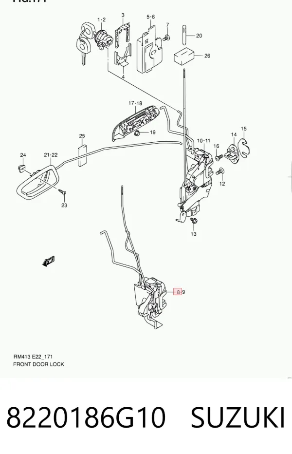 Cerradura de puerta delantera derecha 8220186G10 Suzuki