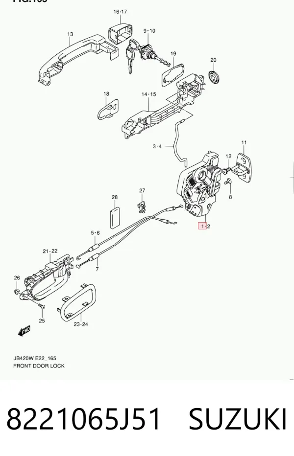 Cerradura de puerta delantera derecha 8221065J51 Suzuki