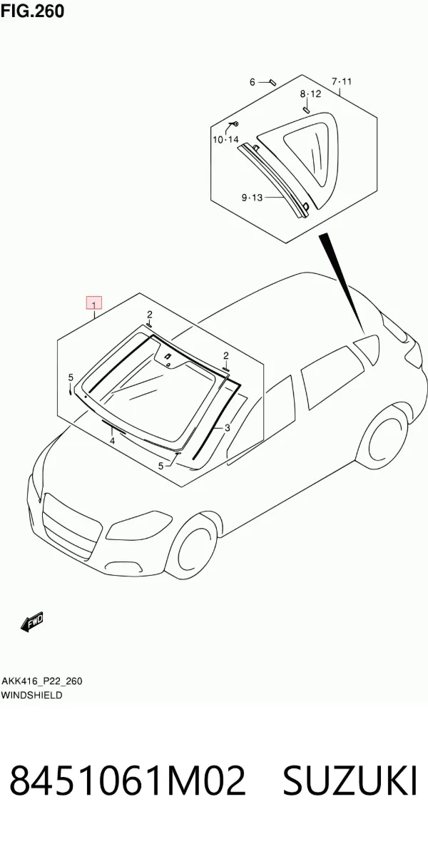 Parabrisas 8451061M02 Suzuki