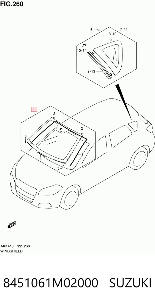 Parabrisas 8451061M02000 Suzuki