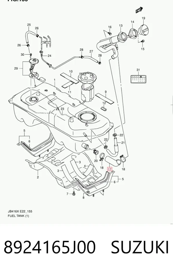 Tubo del depósito al cuello de llenado 8924165J00 Suzuki