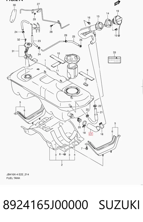 Tubo del depósito al cuello de llenado 8924165J00000 Suzuki