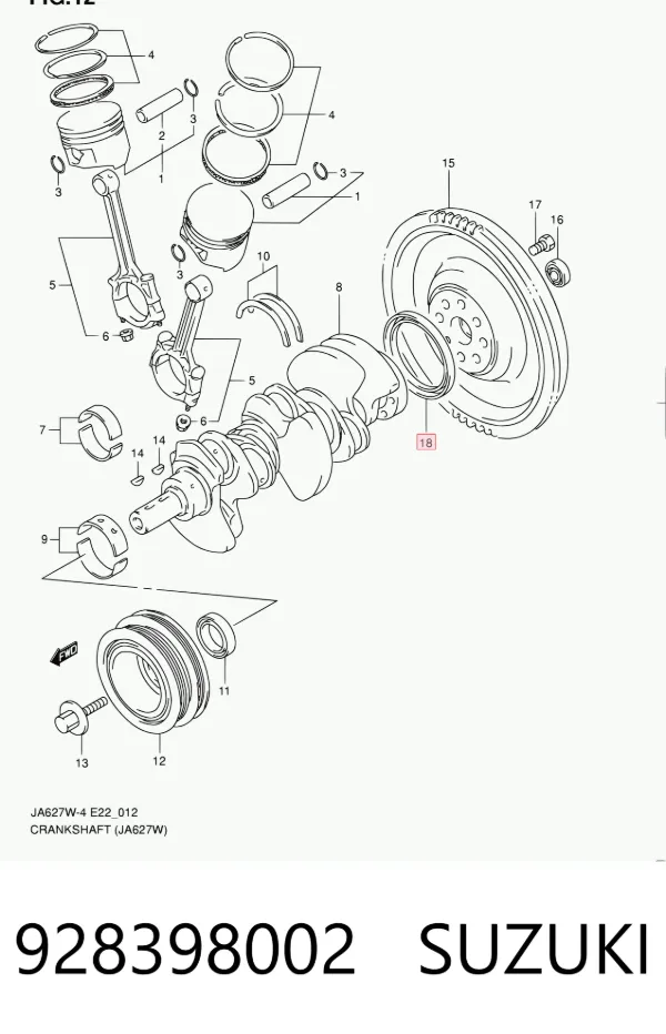 Retén de cigüeñal 928398002 Suzuki