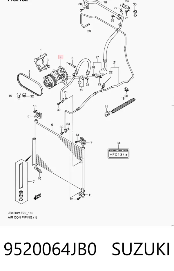 Compresor de aire acondicionado 9520064JB0 Suzuki