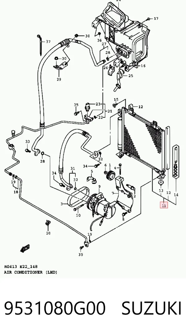Condensador aire acondicionado 9531080G00 Suzuki