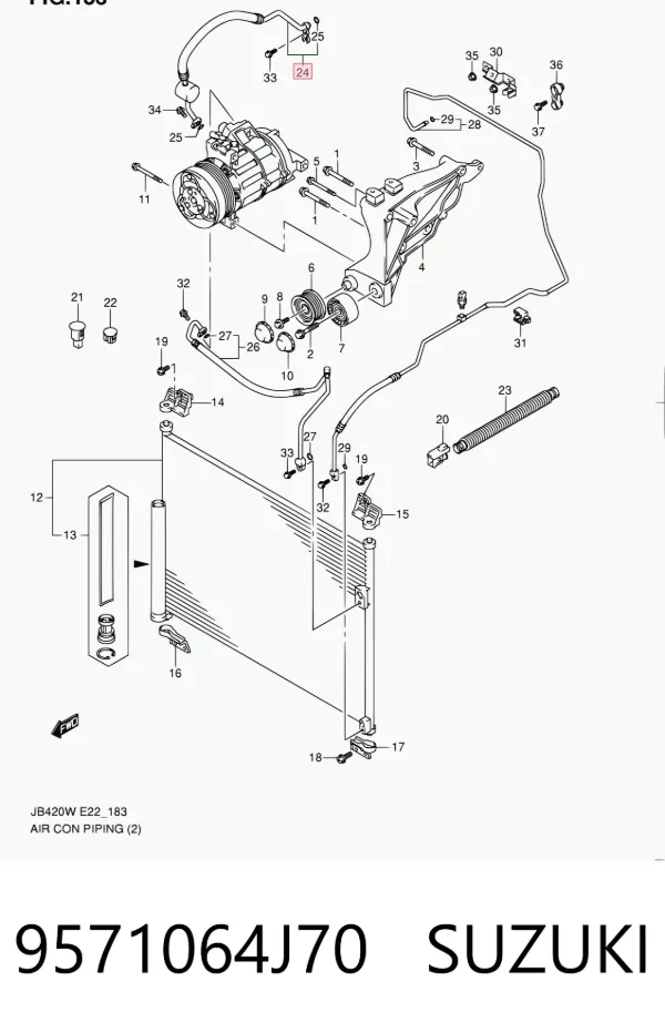 Manguera de aire acondicionado de evaporador al compresor 9571064J70 Suzuki