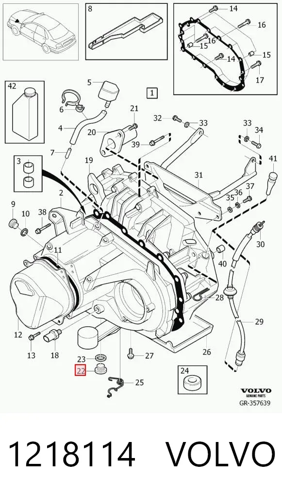 Tapón del cárter de aceite 1218114 Volvo
