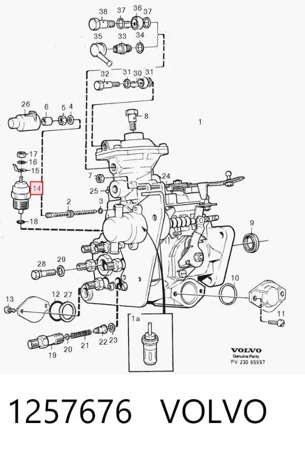 Válvula de corte de combustible de la bomba de inyección 1257676 Volvo