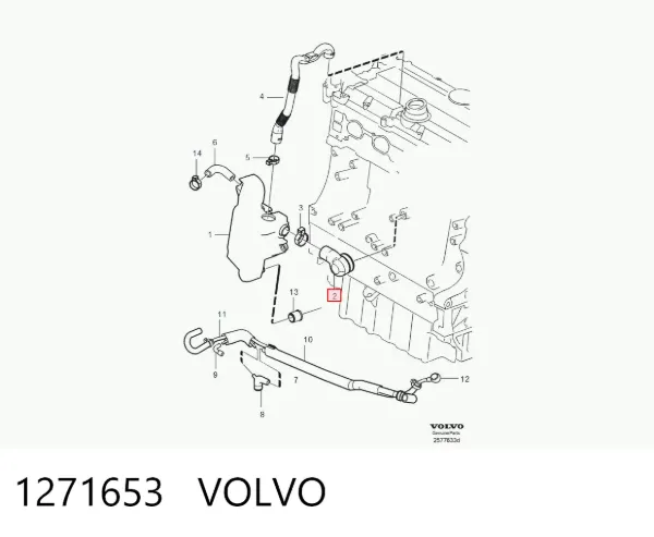 Tubo de ventilación del cárter 1271653 Volvo