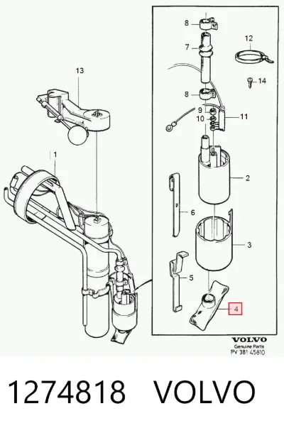 Filtro de malla de la bomba de combustible VOLVO 1274818