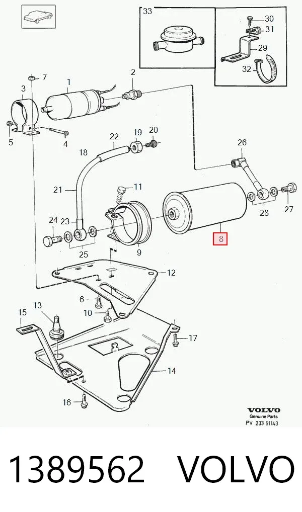 Filtro de combustible 1389562 Volvo