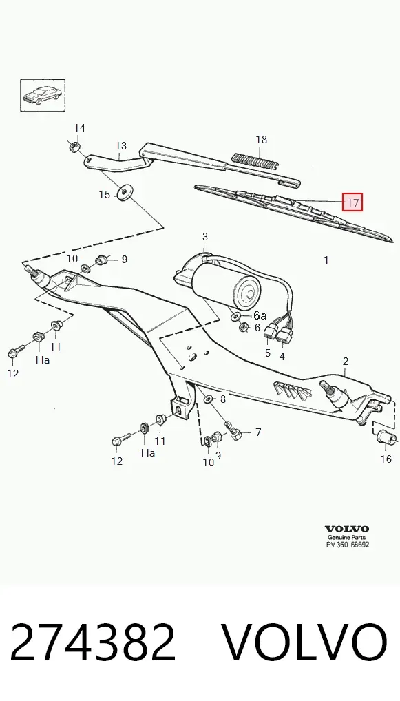 Limpiaparabrisas delanteras 274382 Volvo