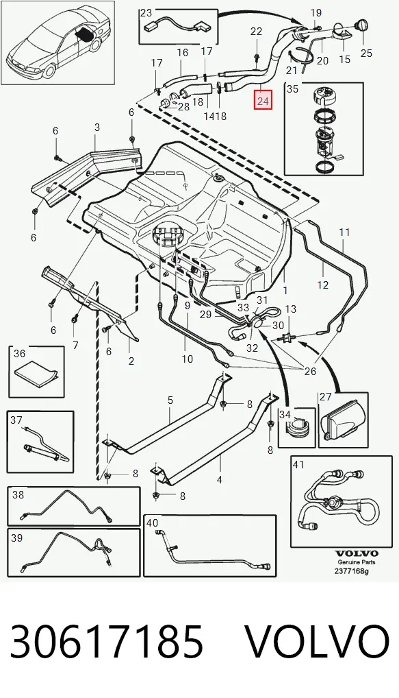 Boca de llenado del depósito de combustible 30617185 Volvo