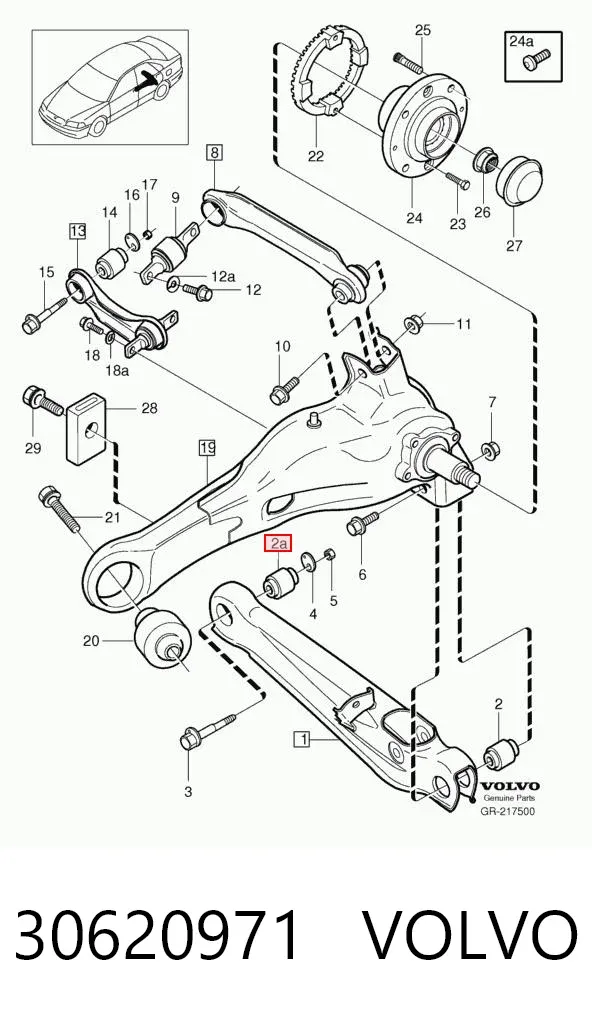 Buje del brazo inferior trasero 30620971 Volvo