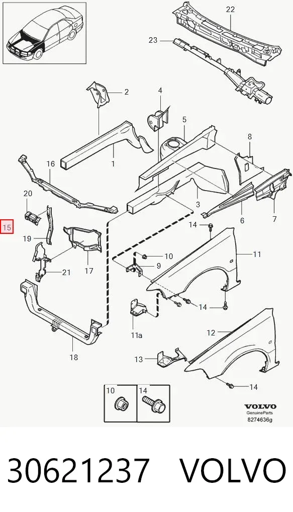 Soporte de radiador Volvo V40 VW