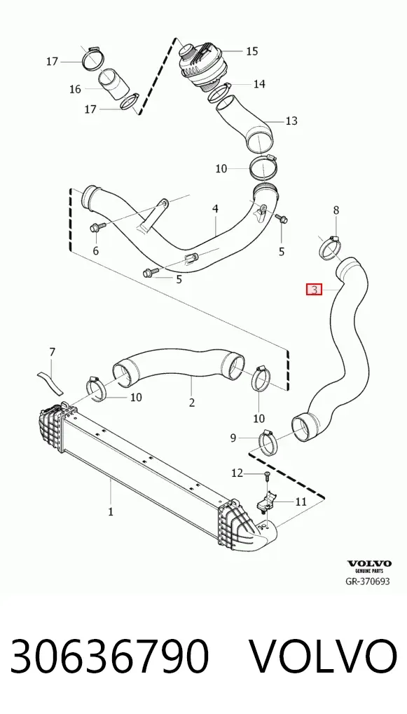 Tubo intercooler 30636790 Volvo