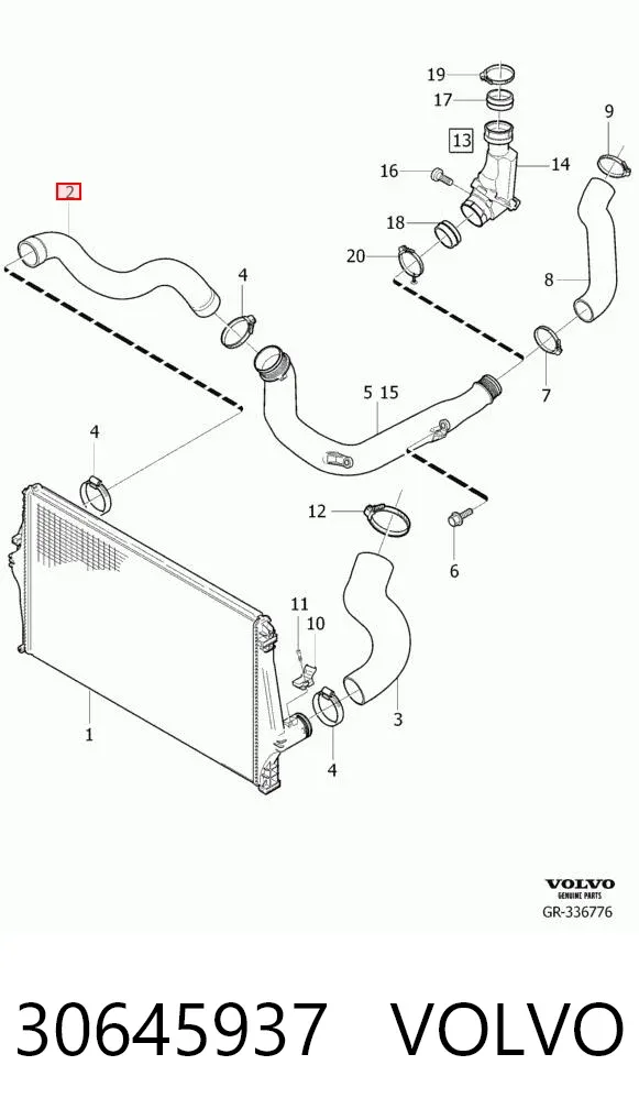 Tubo intercooler 30645937 Volvo