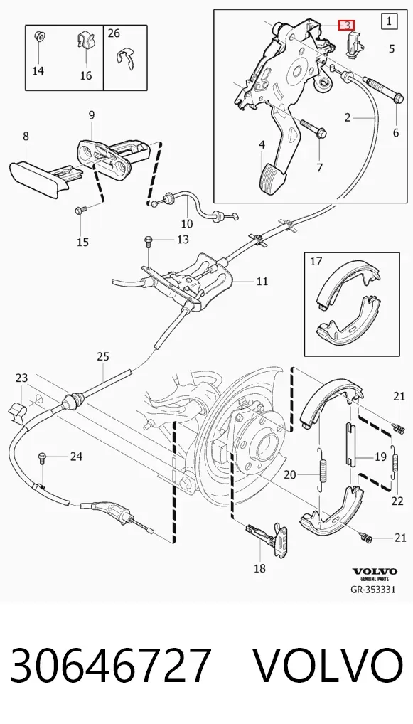 Pedal de freno 30646727 Volvo