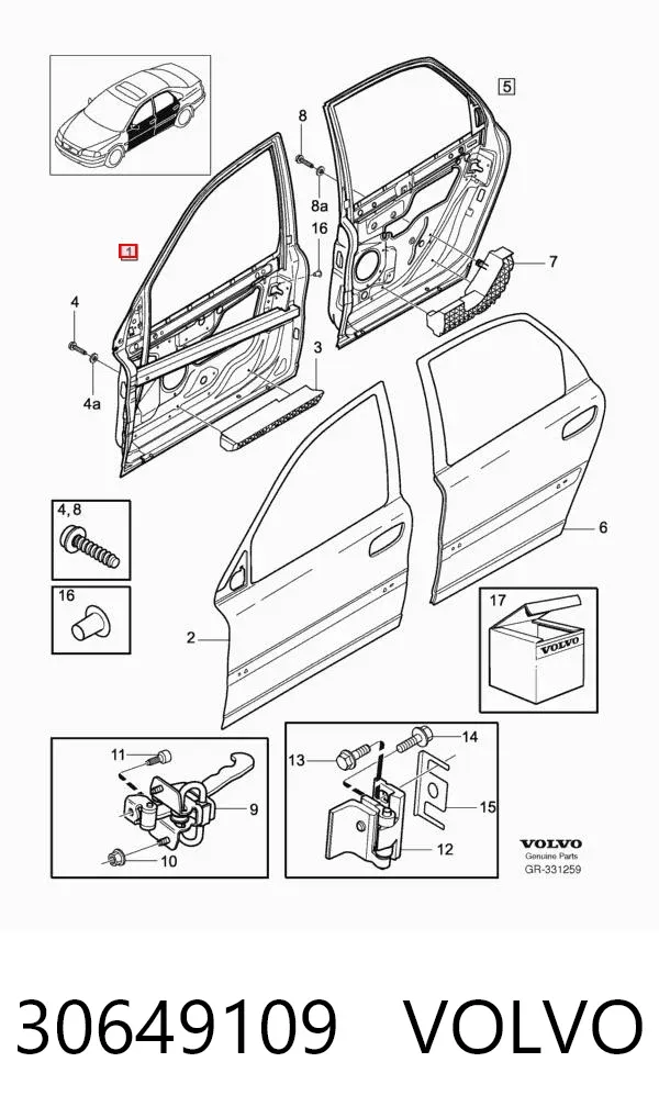 Puerta delantera izquierda Volvo S80 I