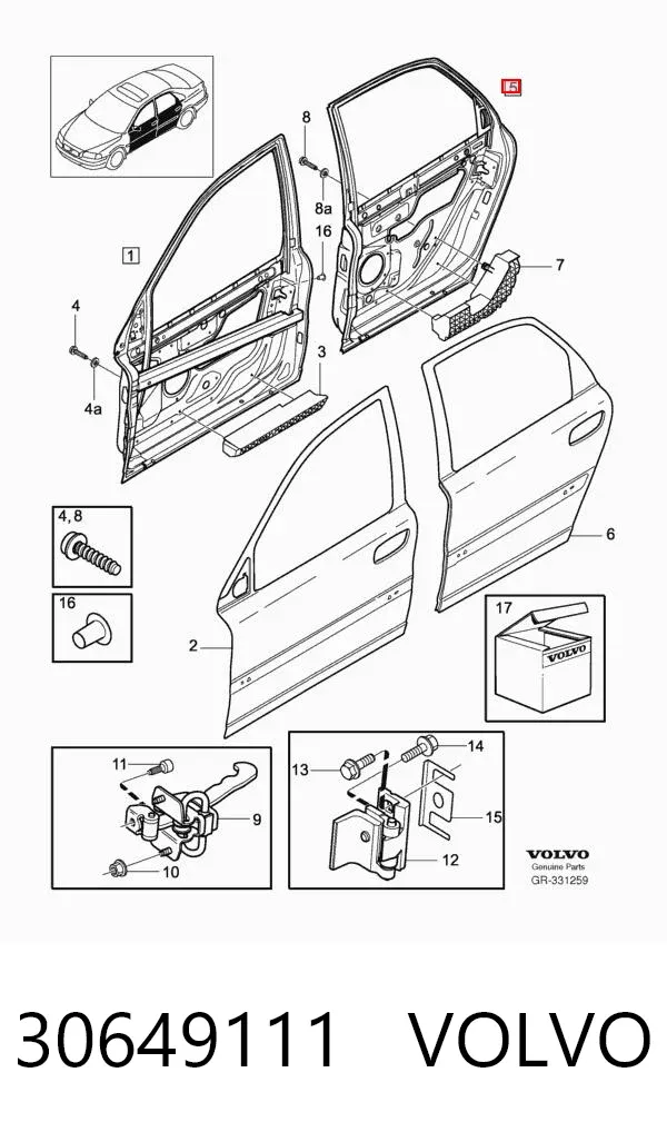 Puerta trasera izquierda 30649111 Volvo