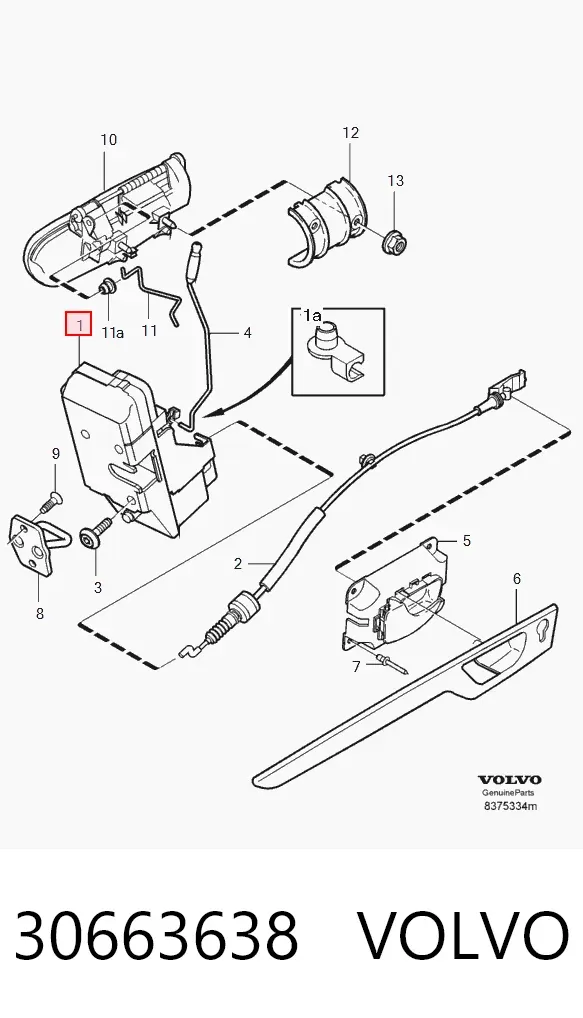Cerradura de puerta trasera izquierda 30663638 Volvo