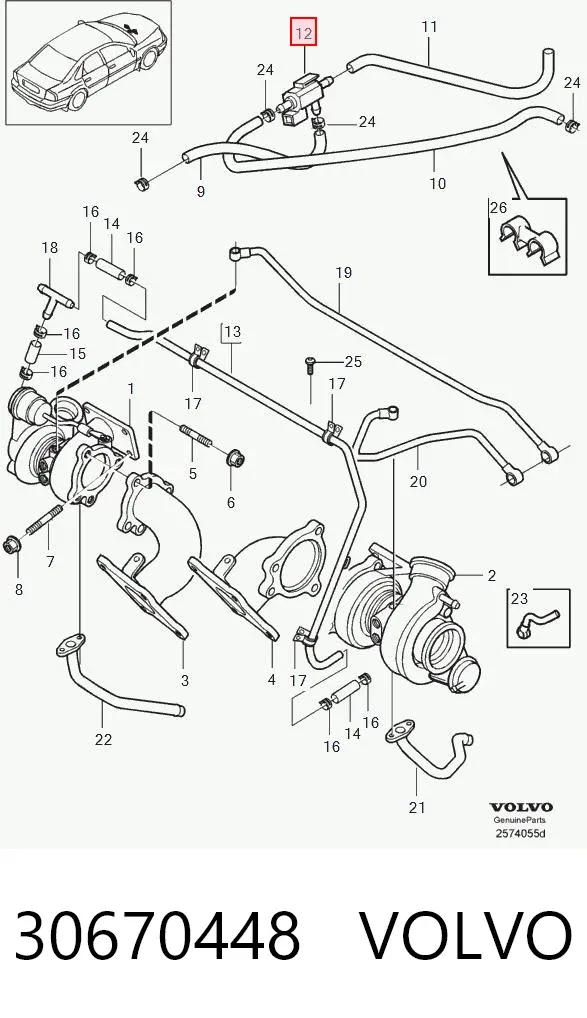 Válvula solenoide de control de presión de sobrealimentación 30670448 Volvo