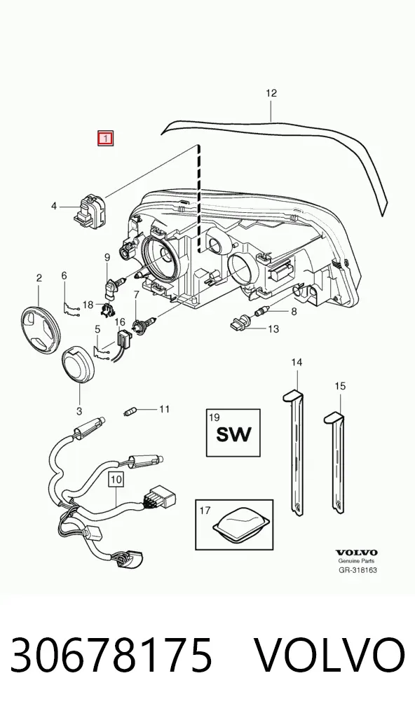 Faro derecho 30678175 Volvo