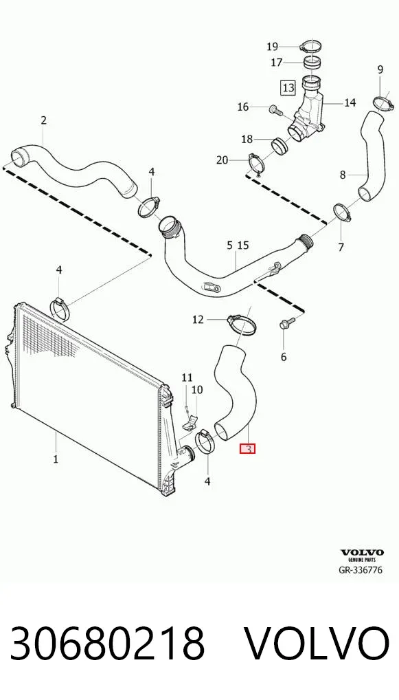 Tubo intercooler 30680218 Volvo