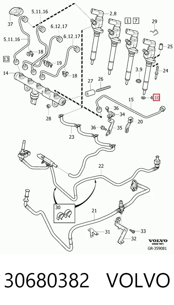 Junta de inyectores 30680382 Volvo