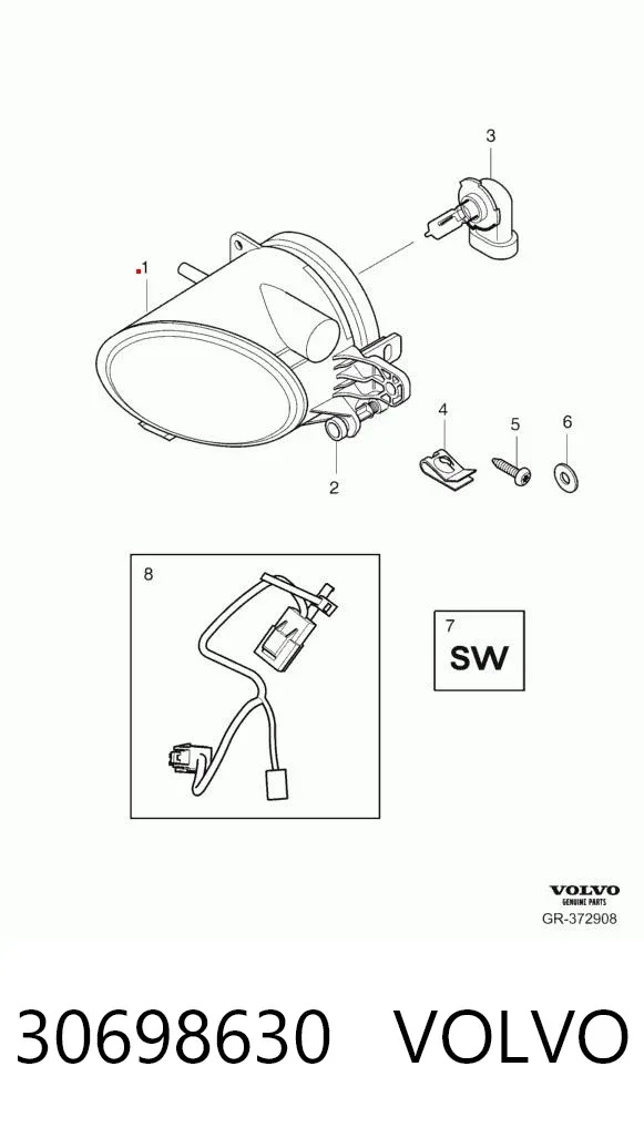 Faro antiniebla derecho 30698630 Volvo