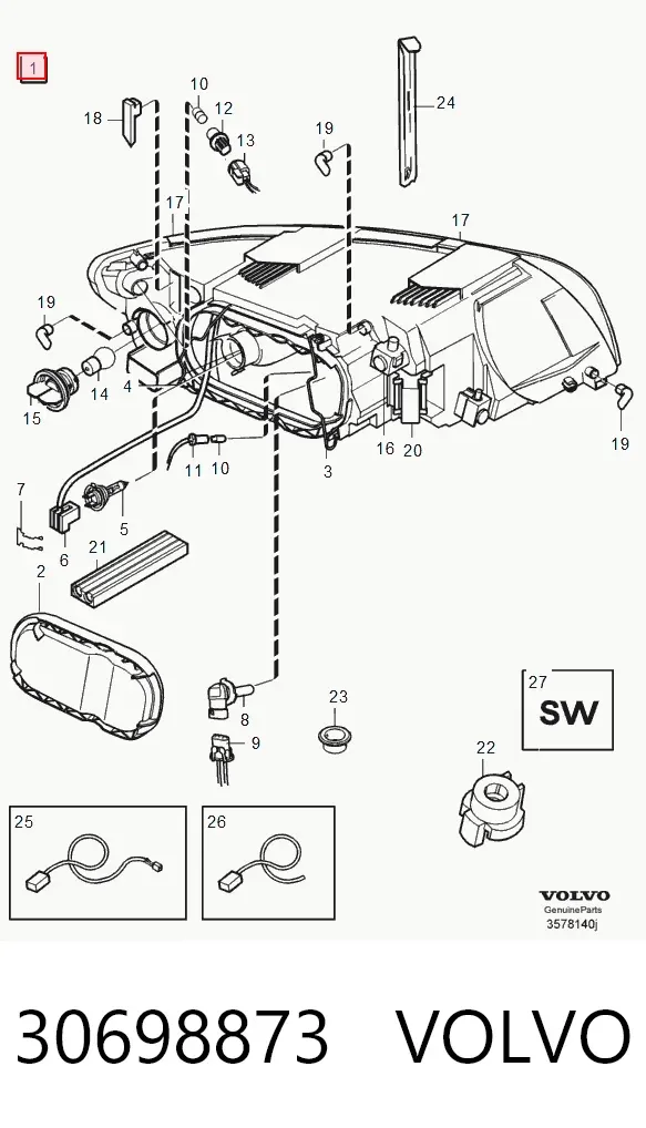 Faro derecho 30698873 Volvo