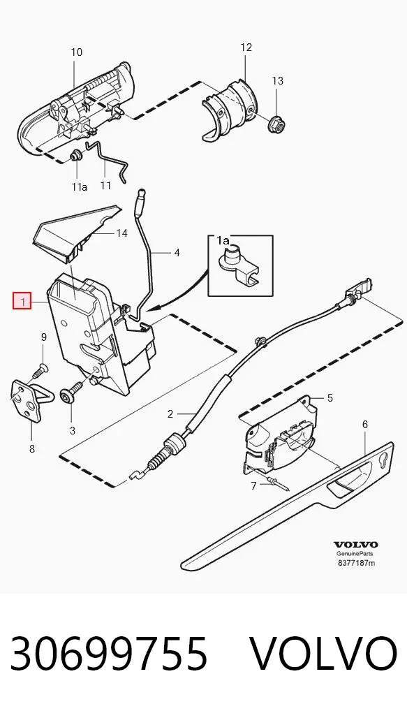 Cerradura de puerta trasera izquierda 30699755 Volvo
